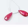 Natural Red Ruby Faceted Pear Drop Beads Strand Quantity 2 Beads and Size 29.5mm approx.